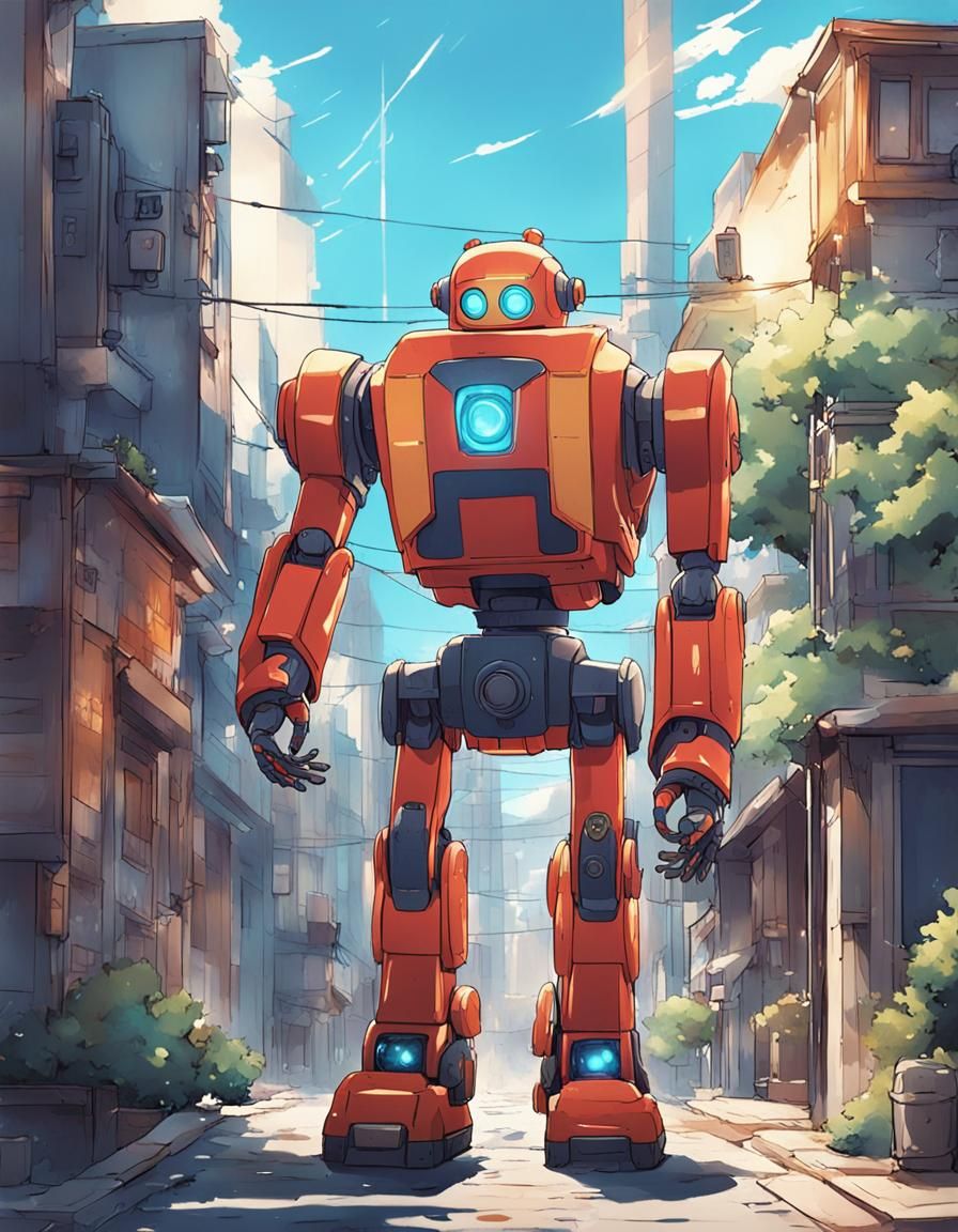 Robot Learns Kindness and Bravery in Anime Style