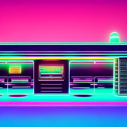 Synthwave Hot Dog with Neon Retro Style