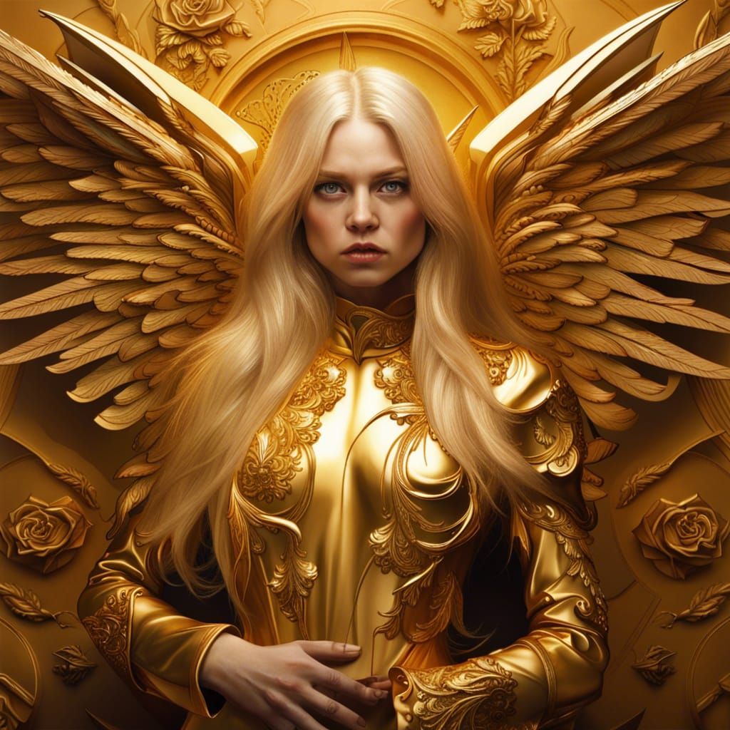 Golden Angel with Armor, Fine Art