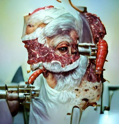 Meat Santa Claus in 1980s Style