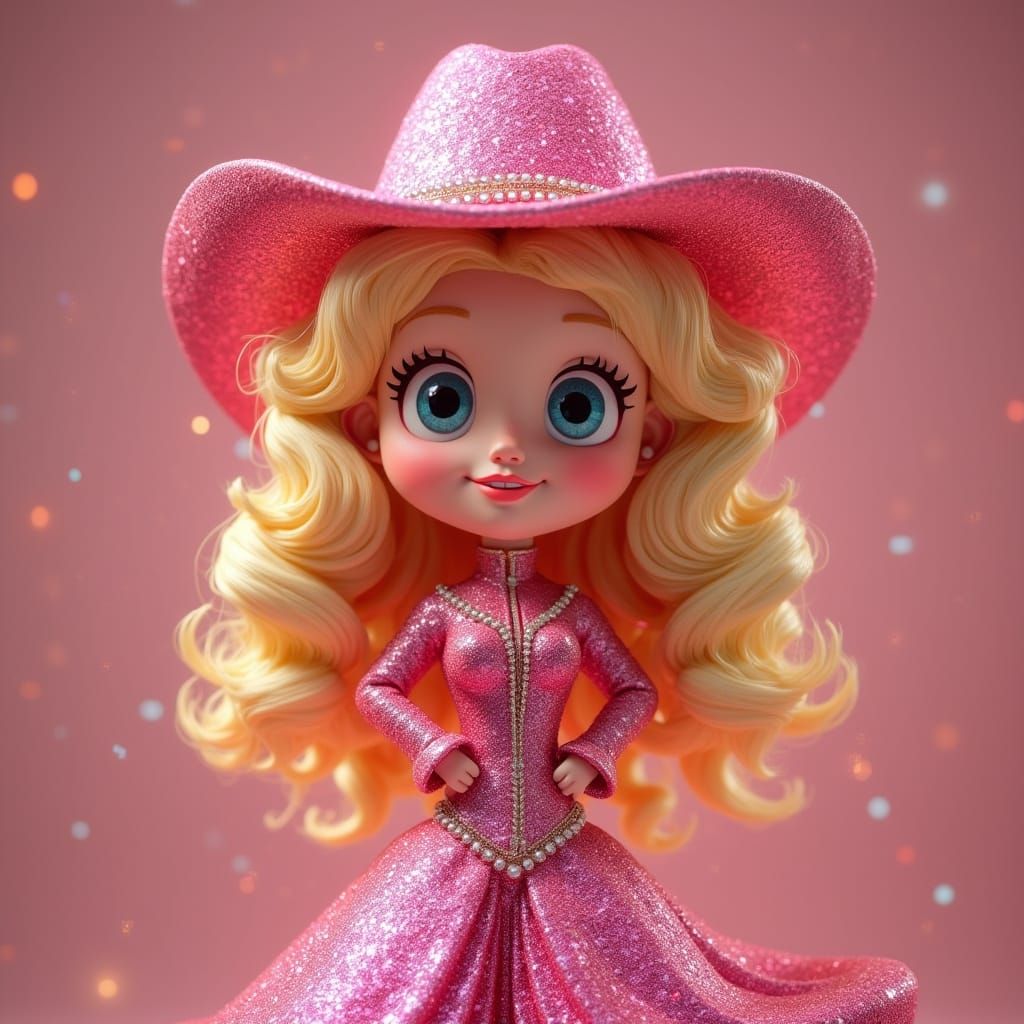 Dolly Parton 3D Bobblehead in Pink Cowboy Outfit