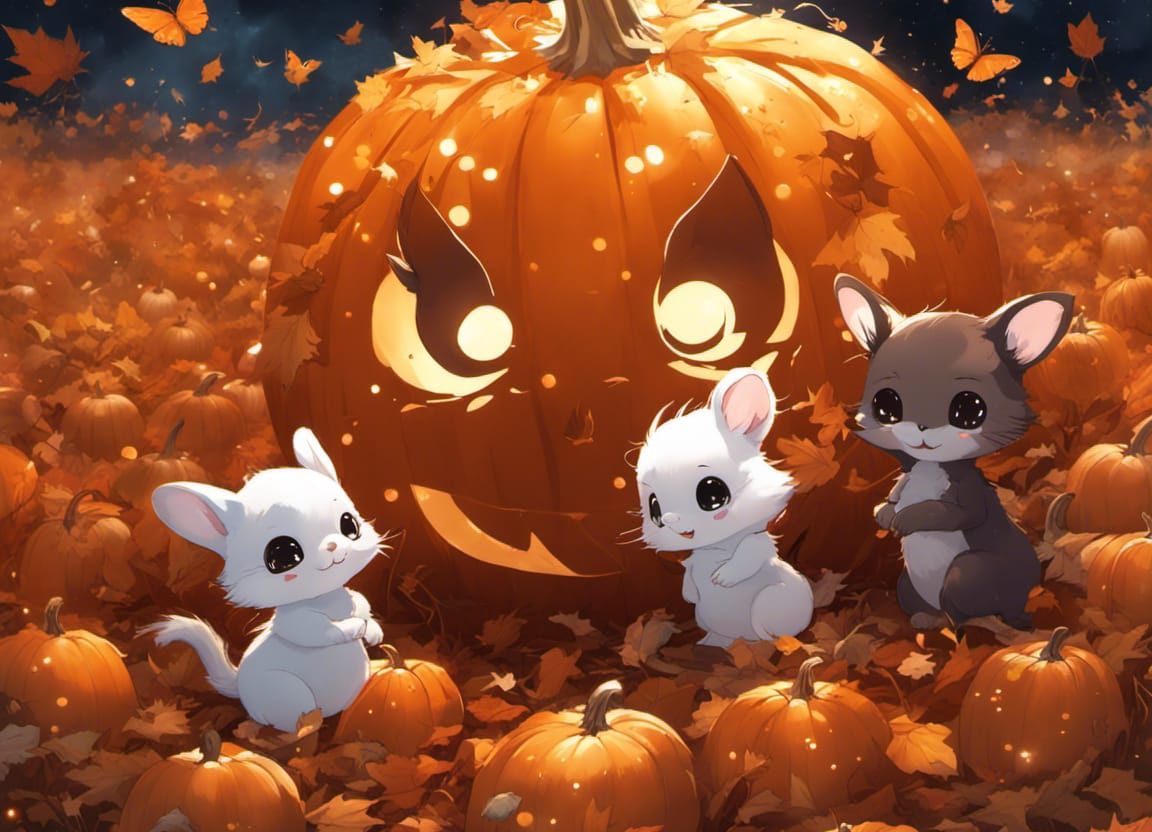Chibi Chipmunks in Pumpkin Field Constellation