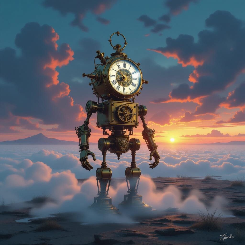 Clockwork Automaton in Surreal Twilight Plain