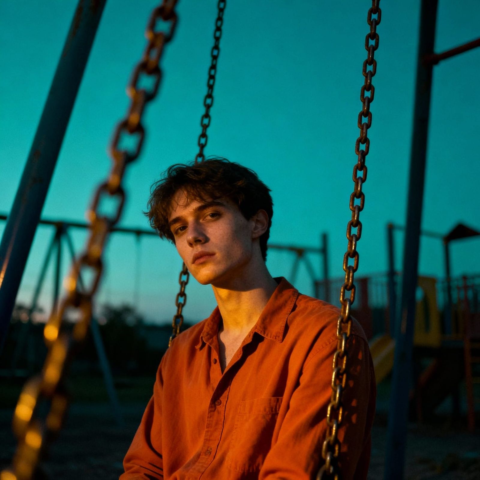 Moody Cinematic Portrait of Woman on Swing