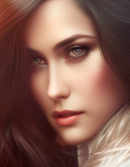 Beautiful Woman Portrait in Art Nouveau Style