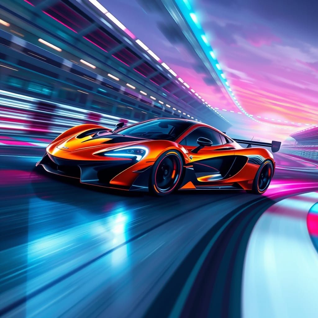 Sleek McLaren Speeds Down Futuristic Racing Track