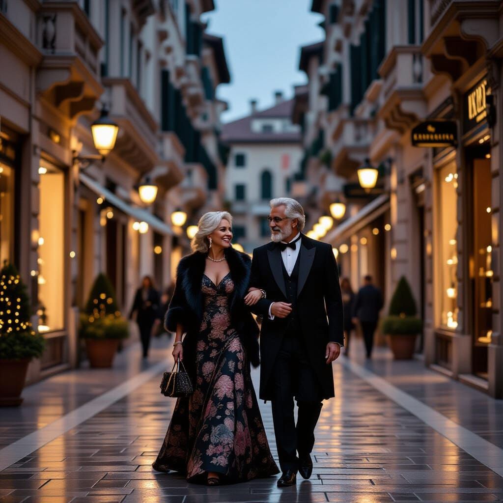 Elegant Italian Couple in Romantic Autumn Evening