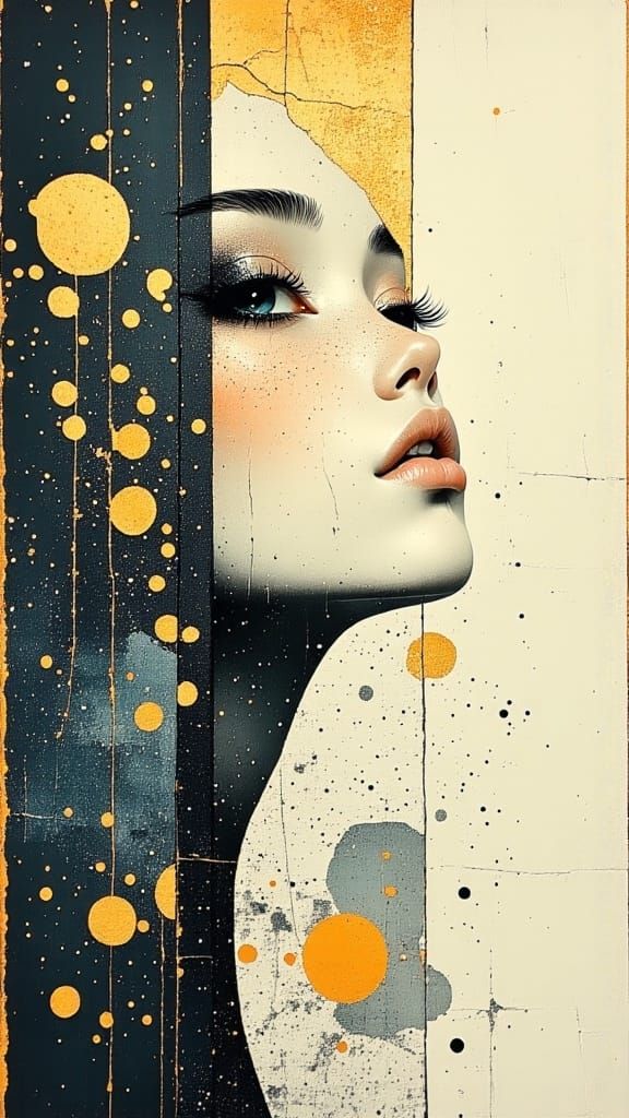 Softly Focused Wildflower Bouquet with Gold Leaf