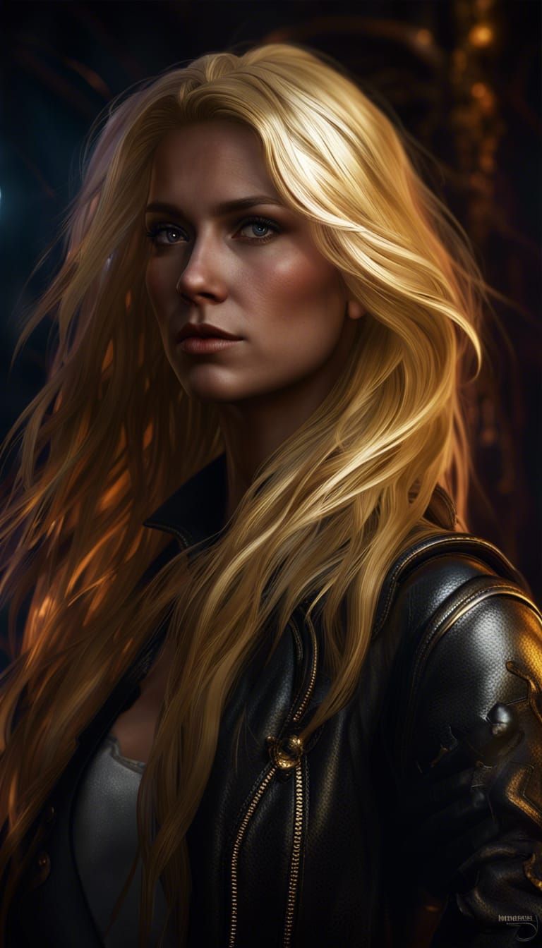 Blonde Woman in Dark Fantasy Style, Hyperdetailed