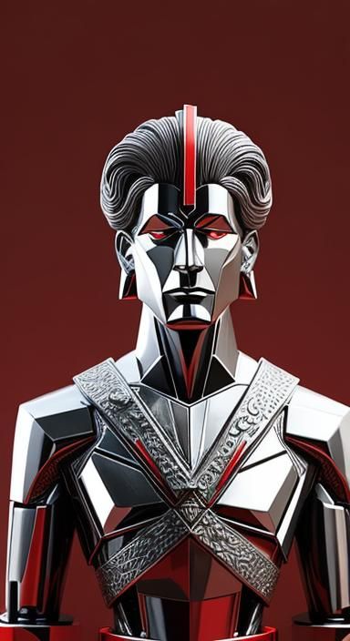 Geometric Metallic Sculpture of a Man