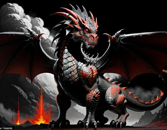 Dramatic Dragon in Fantasy Art Style