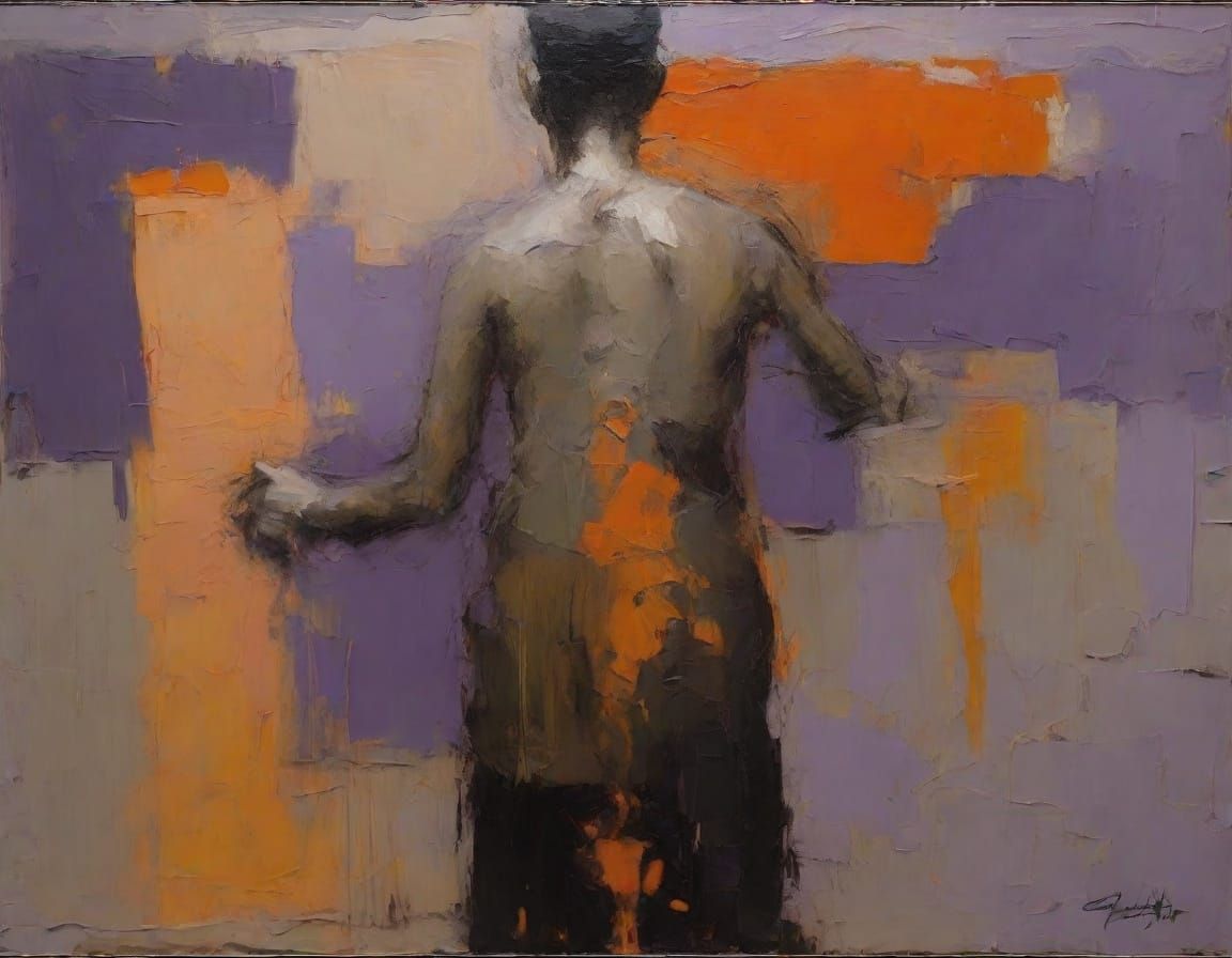 Emotional Figure as Impressionist Impasto Oil Painting