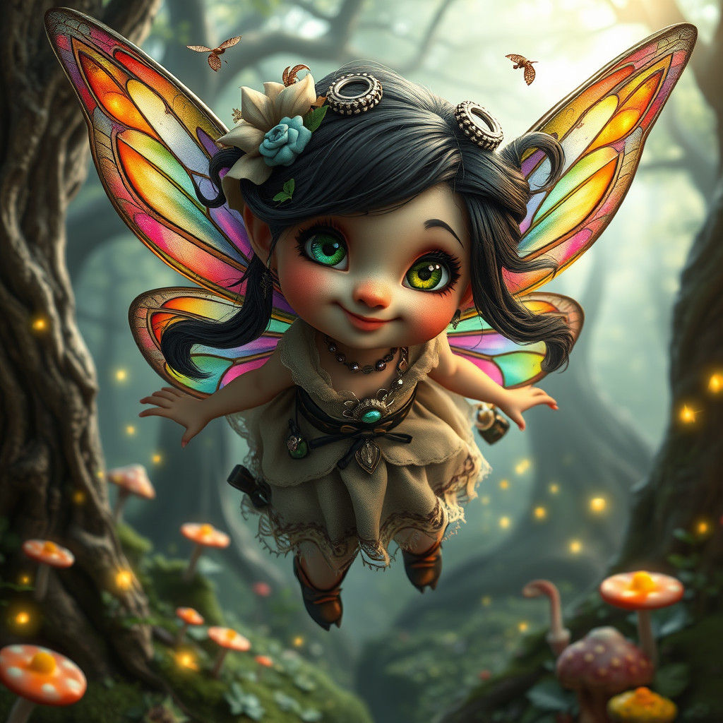 Punk Rococo Fairy in Mystical Forest