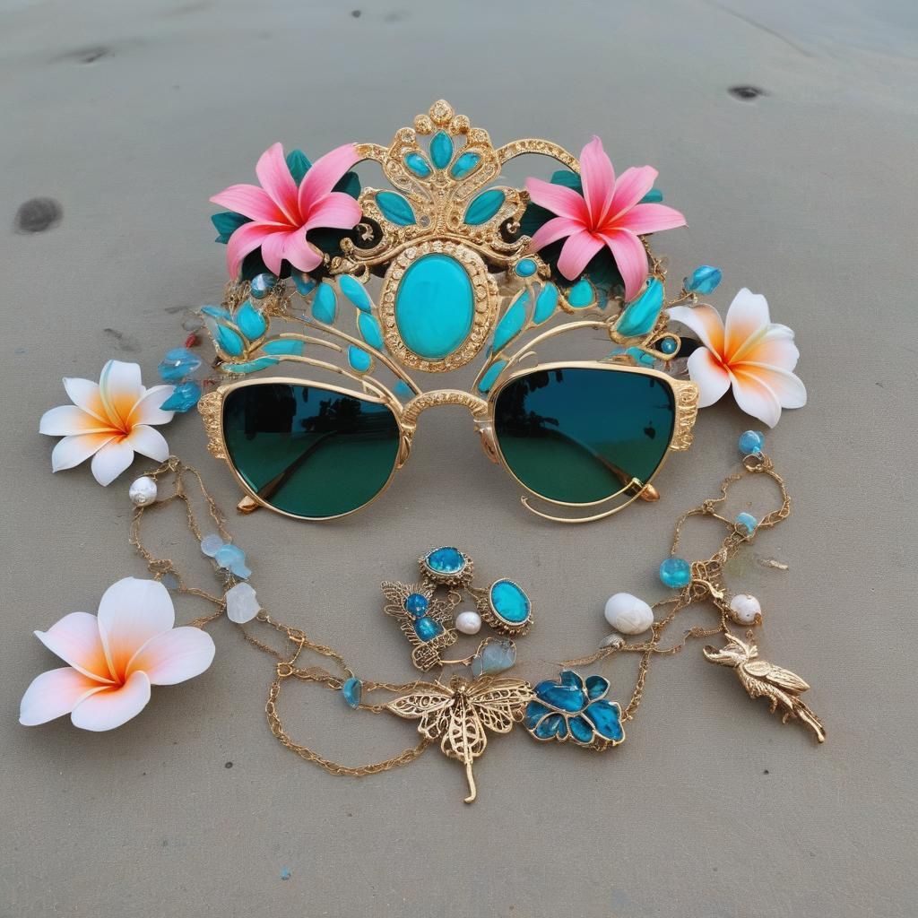 Tropical Beach Still Life with Kimono and Parrot