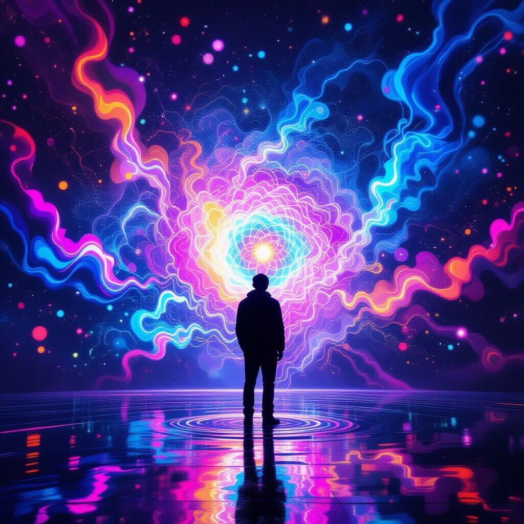 Mind Expanding Psychedelic Speaker on Dark Stage