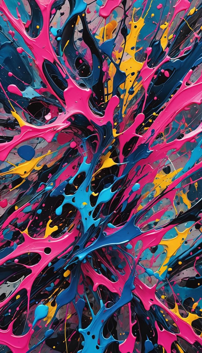 Abstract Expressionism in Neon: A Vibrant Close-Up