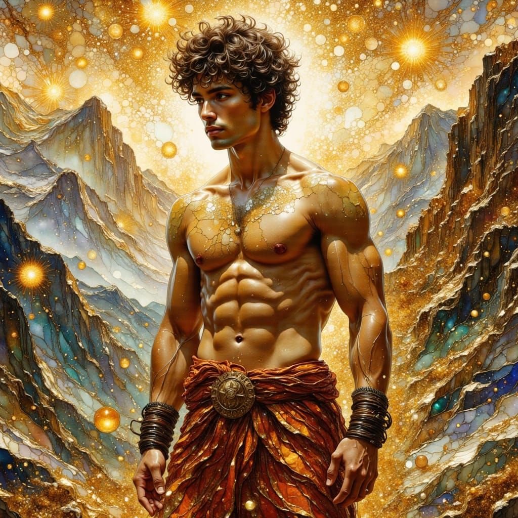 Greek Hero in Art Nouveau Impressionist Portrait