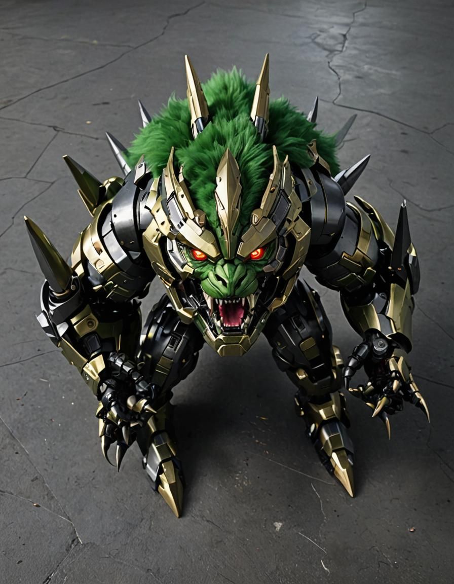 Cybernetic Gargomon: Digital Monster in Cyberpunk Style