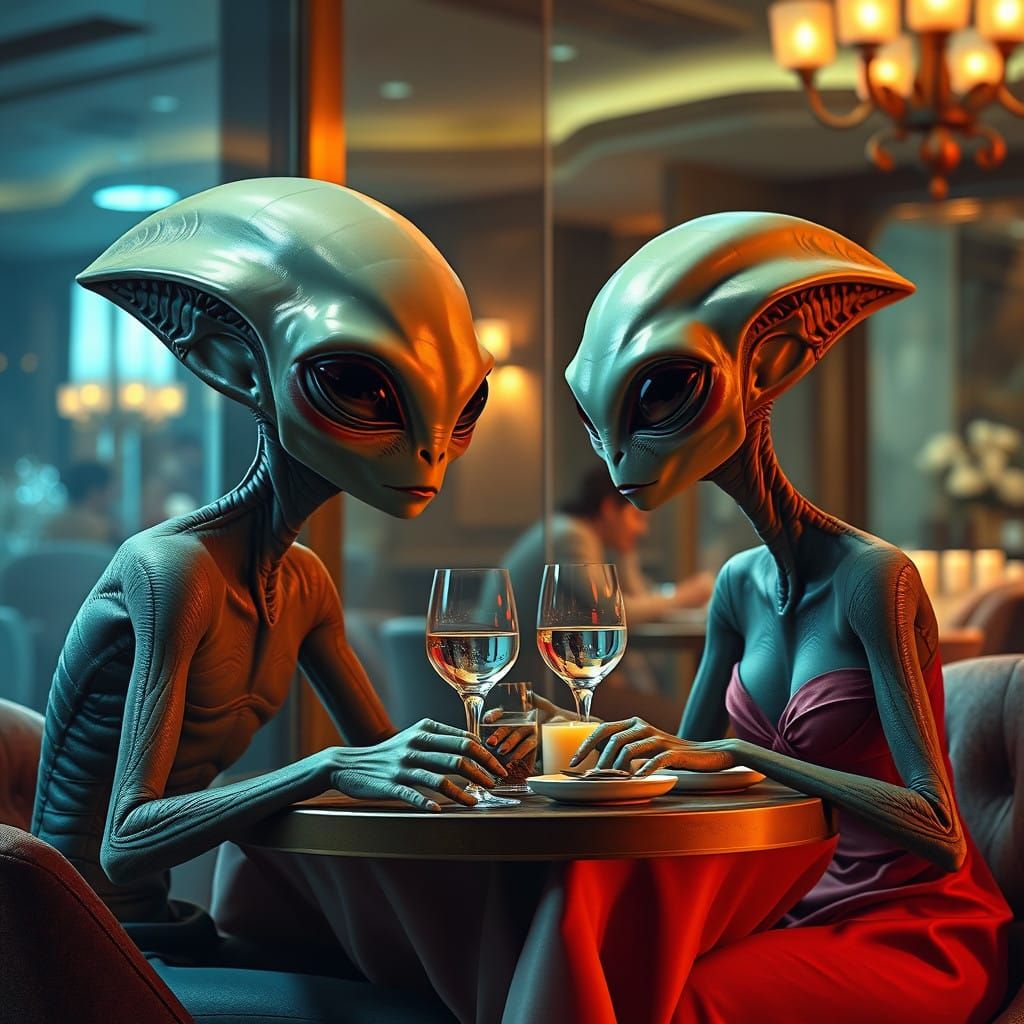 Alien Courting in Hyperrealist Art