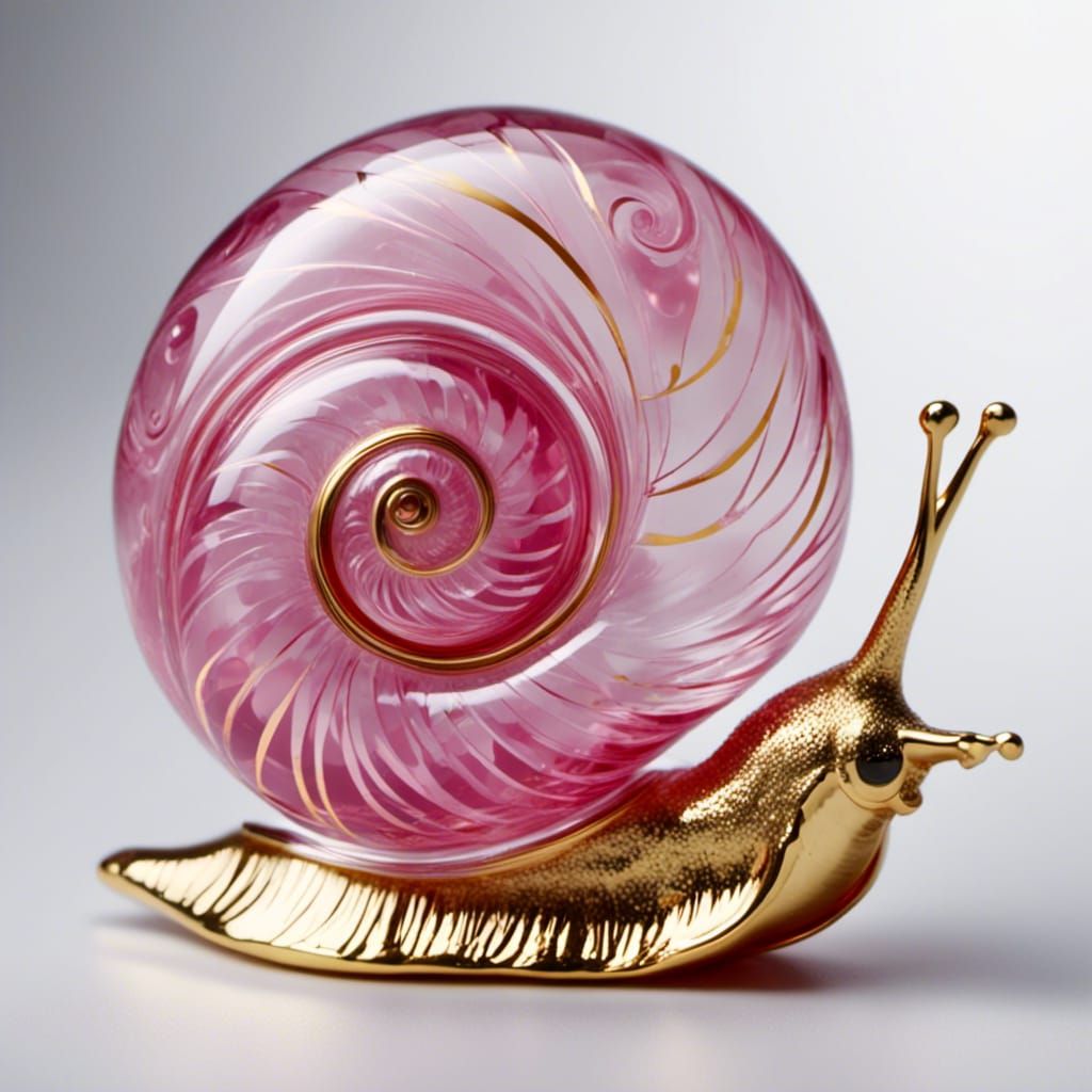 Snail with Pink and Gold Crystal Shell