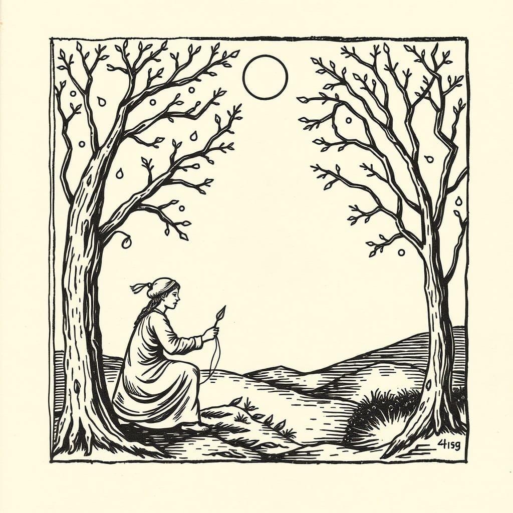 Jeff the Deer in Vintage Manuscript Style