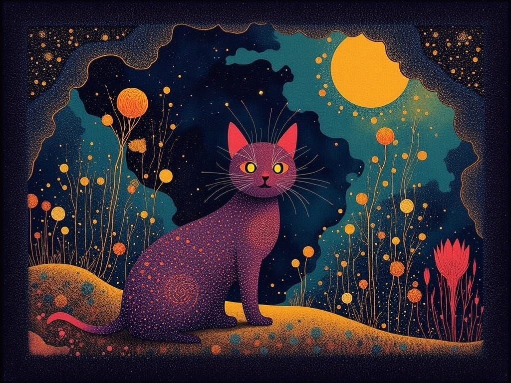 Vibrant Pixel Art Maine Coon in Bioluminescent Garden