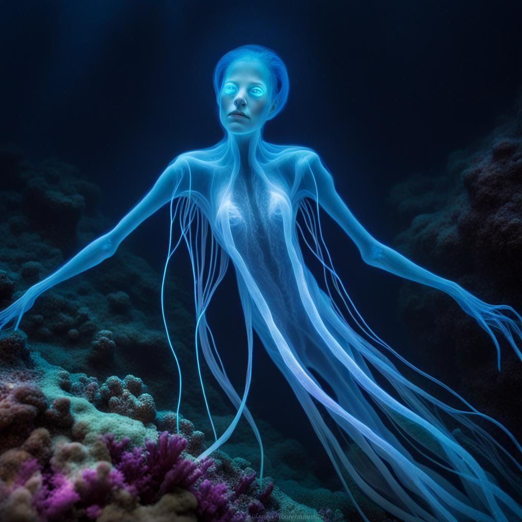 Deep Sea Bioluminescent Spectre in HDR Hyperrealism