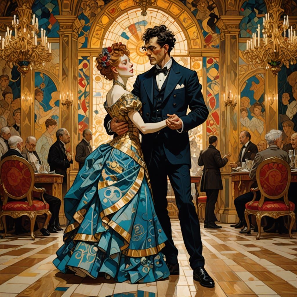 Elegant Couple Dancing in Grand Style