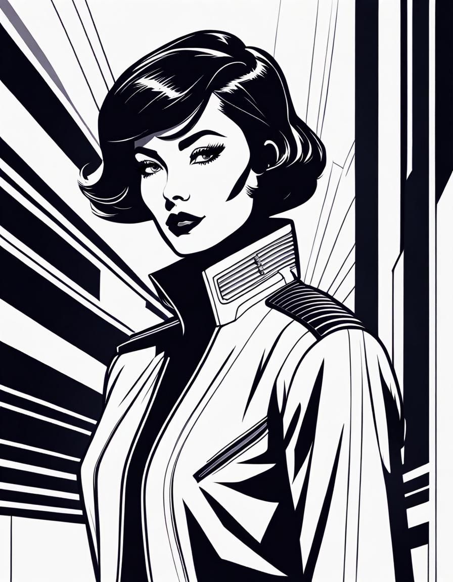 Retro Sci-Fi Singer in Ink Drawing Style