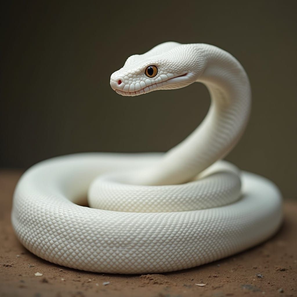 Threatening White Boa Constrictor Imperator in Photorealisti...
