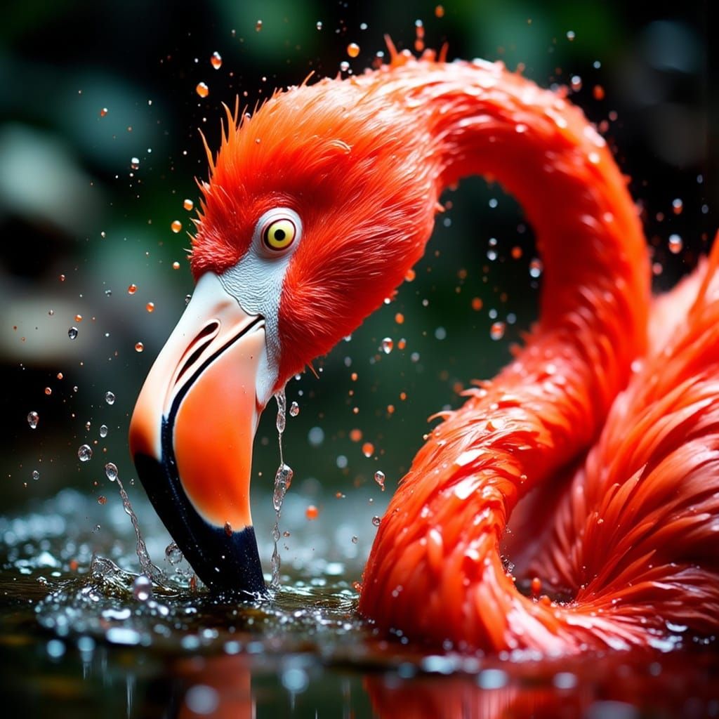 Surreal Hyper-Realistic Macro Closeup of Flamingo Beak