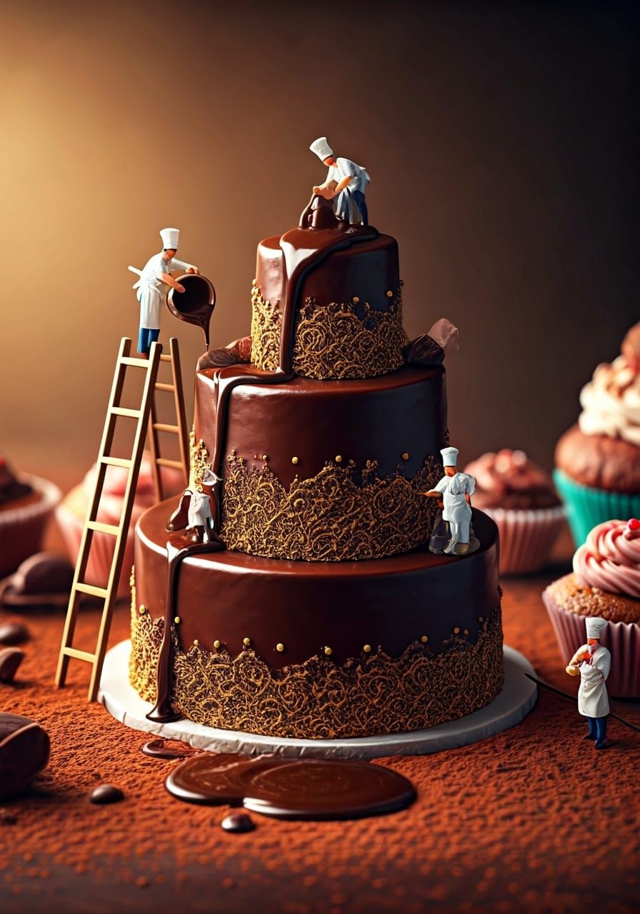 Miniature Chefs Create Majestic Chocolate Cake