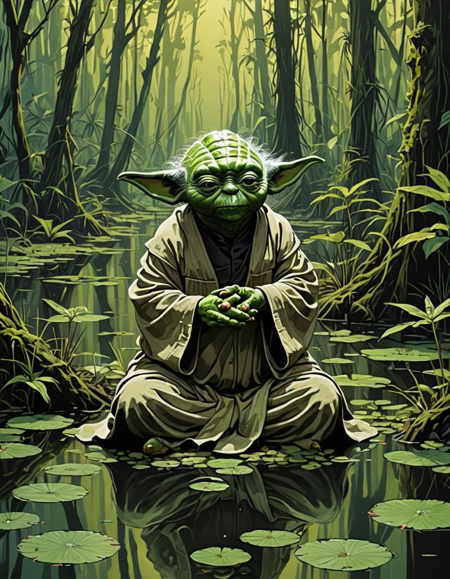 Yoda Meditating in Dagobah: Abstract Art