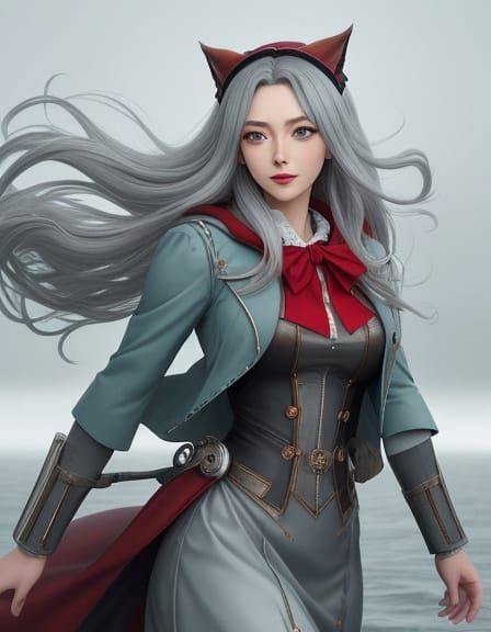 Elegant Anime Art in Art Nouveau Style with Dynamic Poses an...