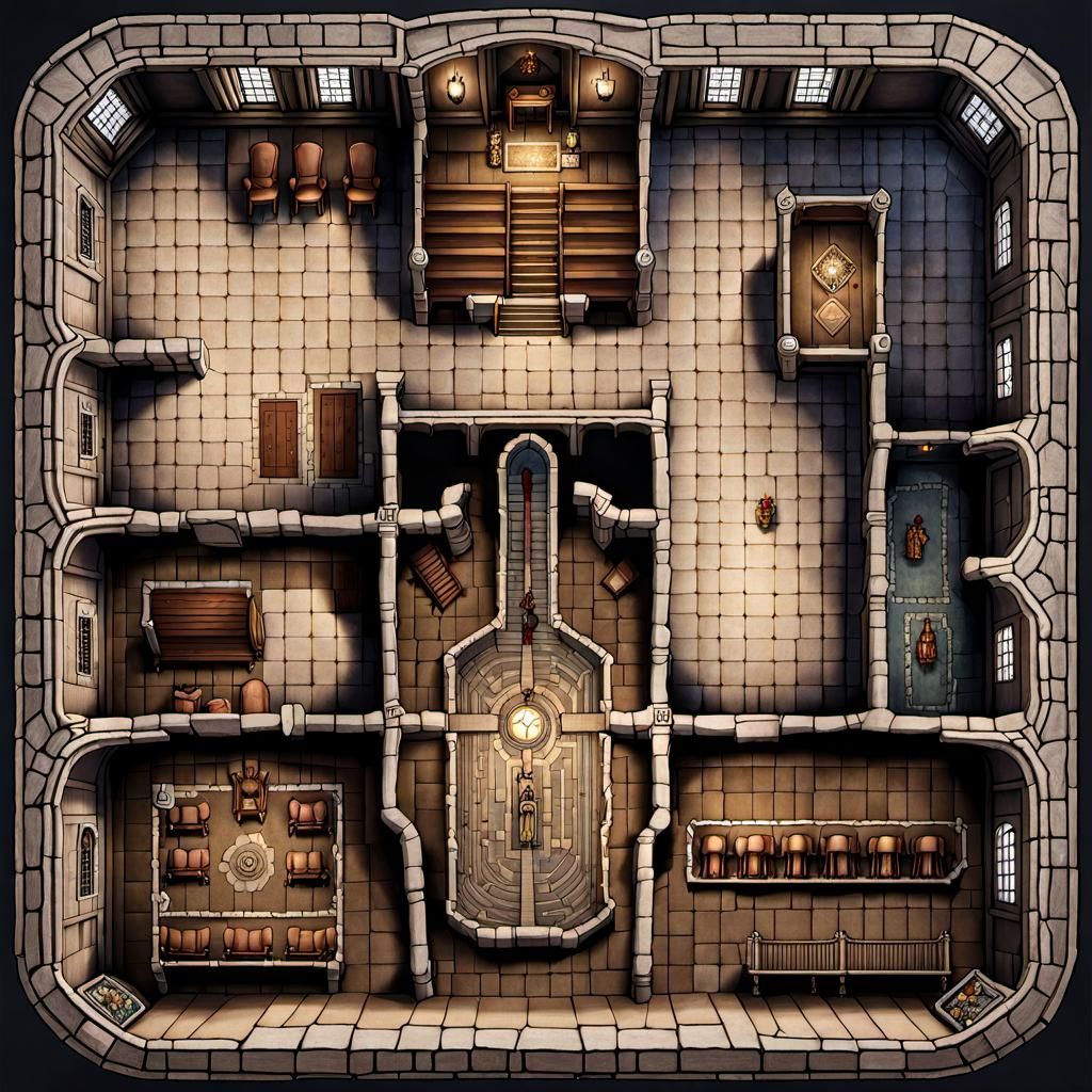 Detailed Underground Church Map for Dungeons and Dragons