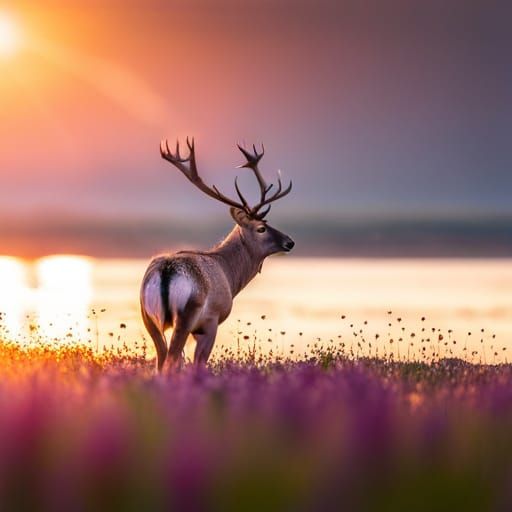 Reindeer in Nature at Sunset: Professional Photography
