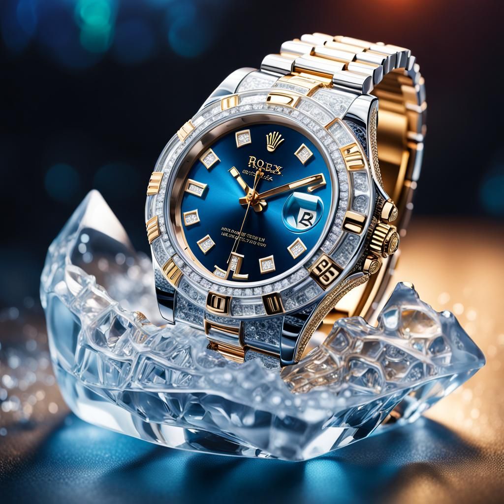 Iced Diamond Rolex Sculpture in Splash Art Style