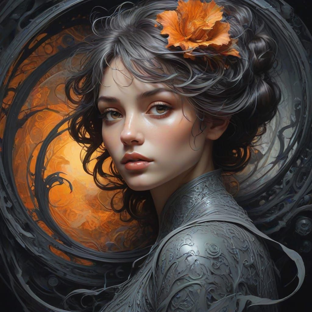 Dark Fantasy Portrait in Expressive Watercolor Style with Im...