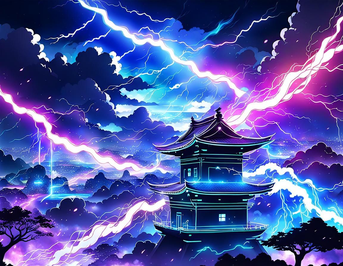 Fluorescent Lightning from Electric Clouds: Anime Style