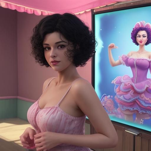 Nervous Actress Backstage in Candy Art Style