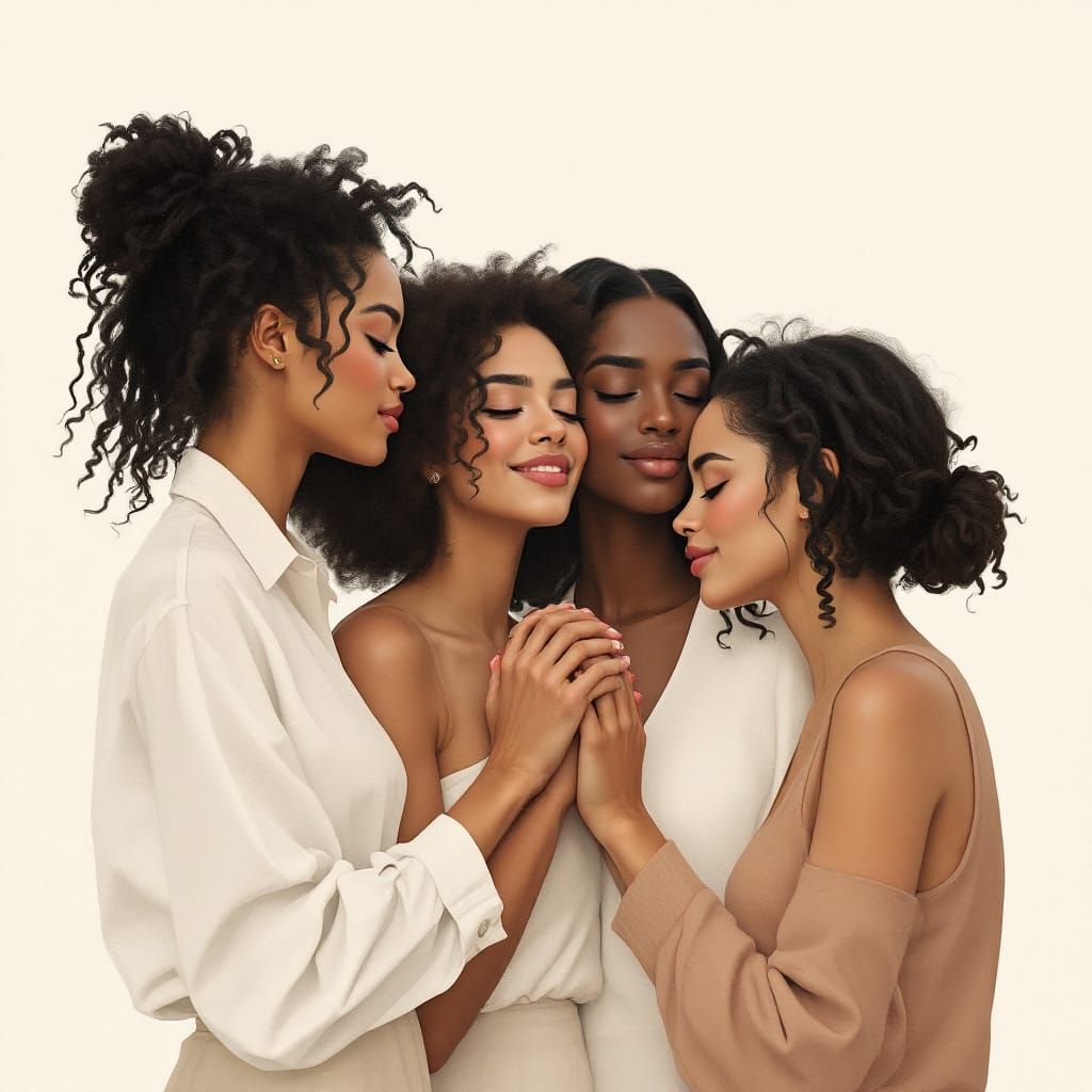 Sisterhood Symbolized by Intertwined Hands in Minimalist Art