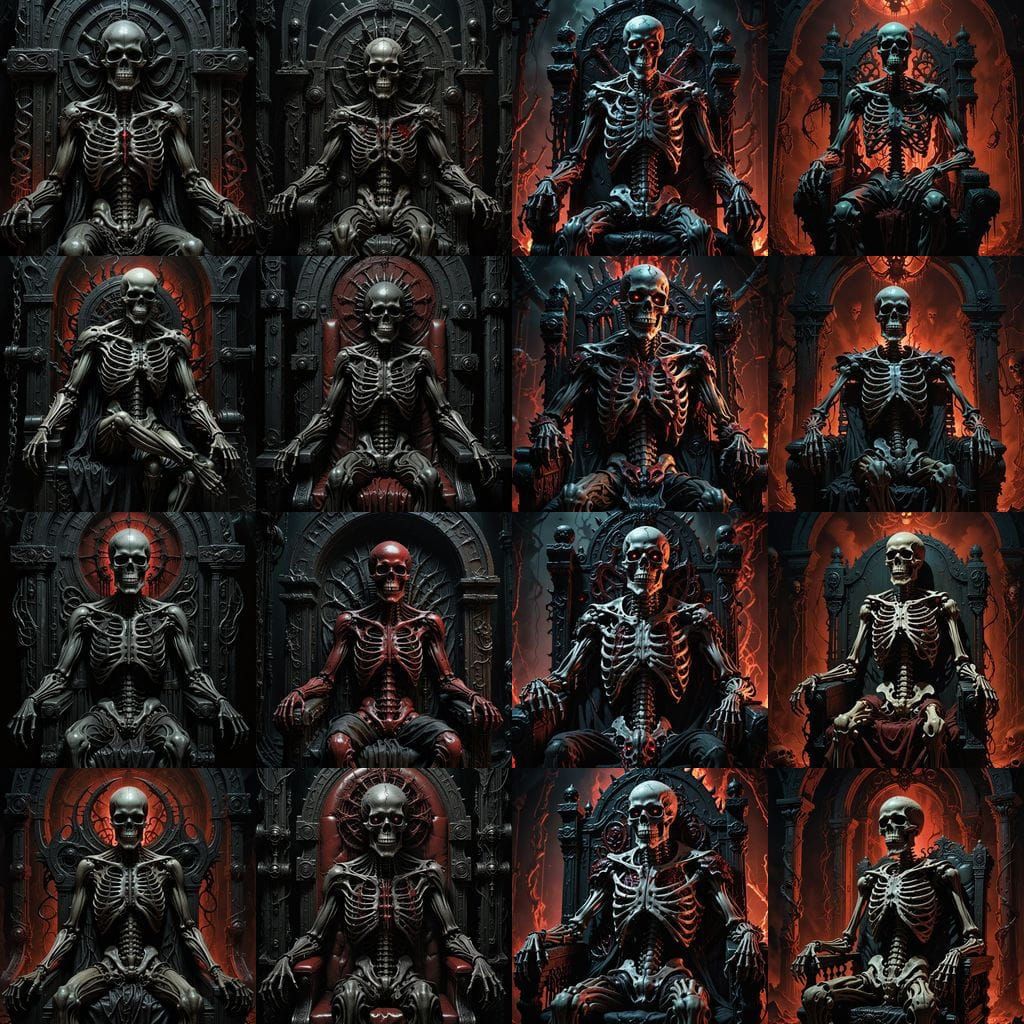 Blood-Soaked Skeleton on Throne of Broken Dreams