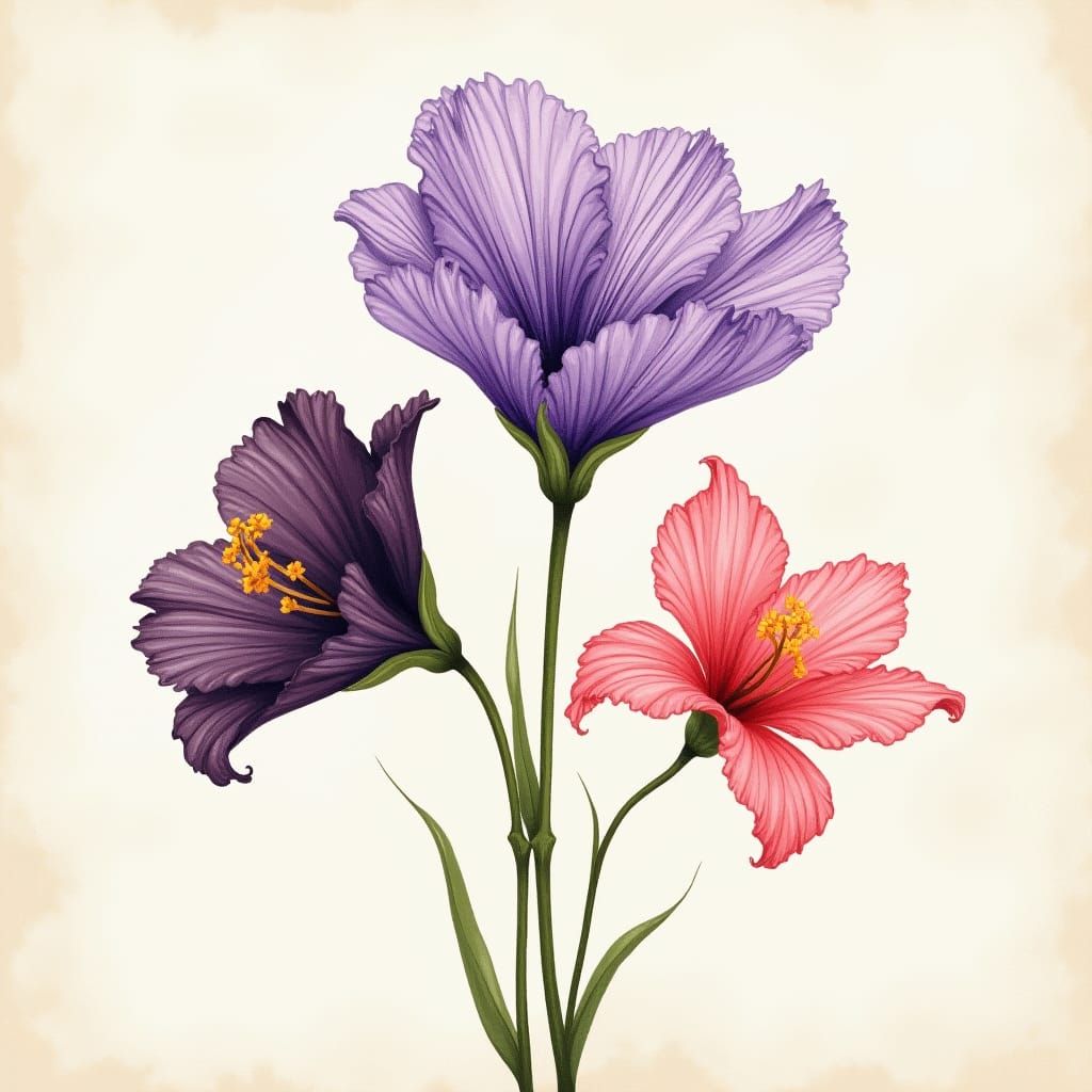 Floral Arrangement in Art Nouveau and Impressionist Style