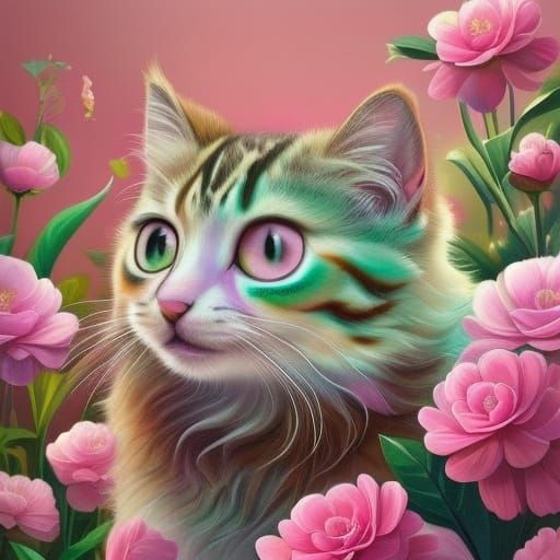 A fluffy smiling kitten