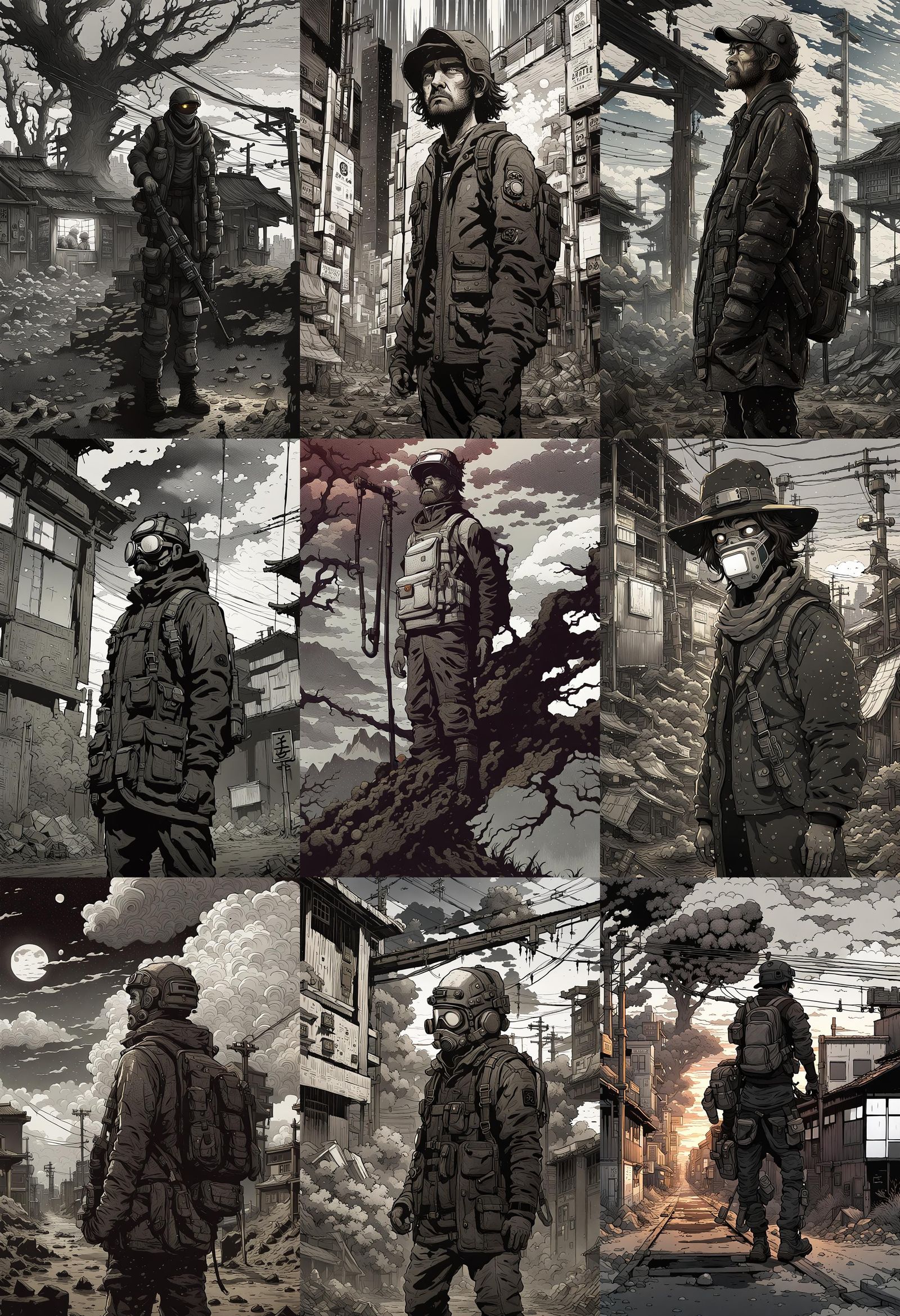 Post-Apocalyptic Japan Sunset: Detailed Digital Art