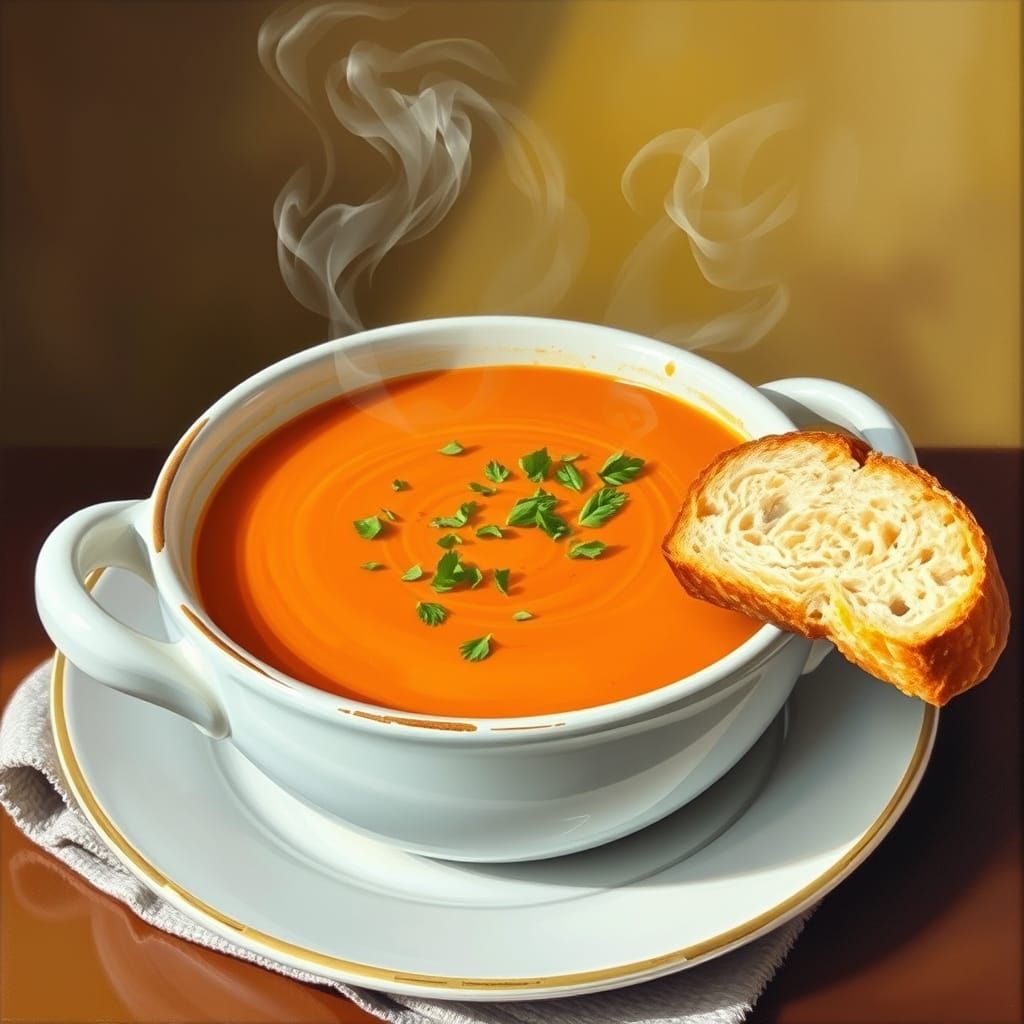 Steaming Pumpkin Soup Still Life Painting