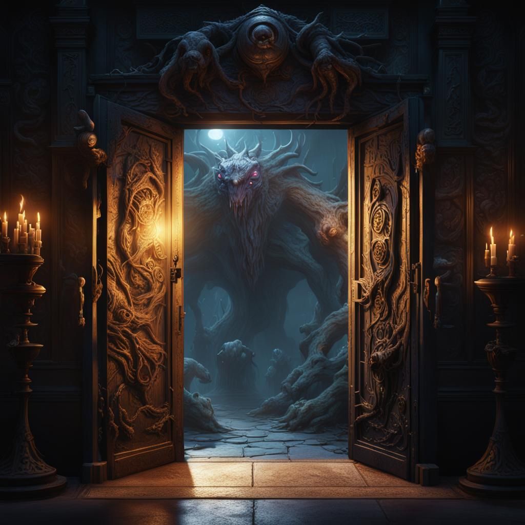 Portal Doorway with Fantasy Creatures in Matte Painting