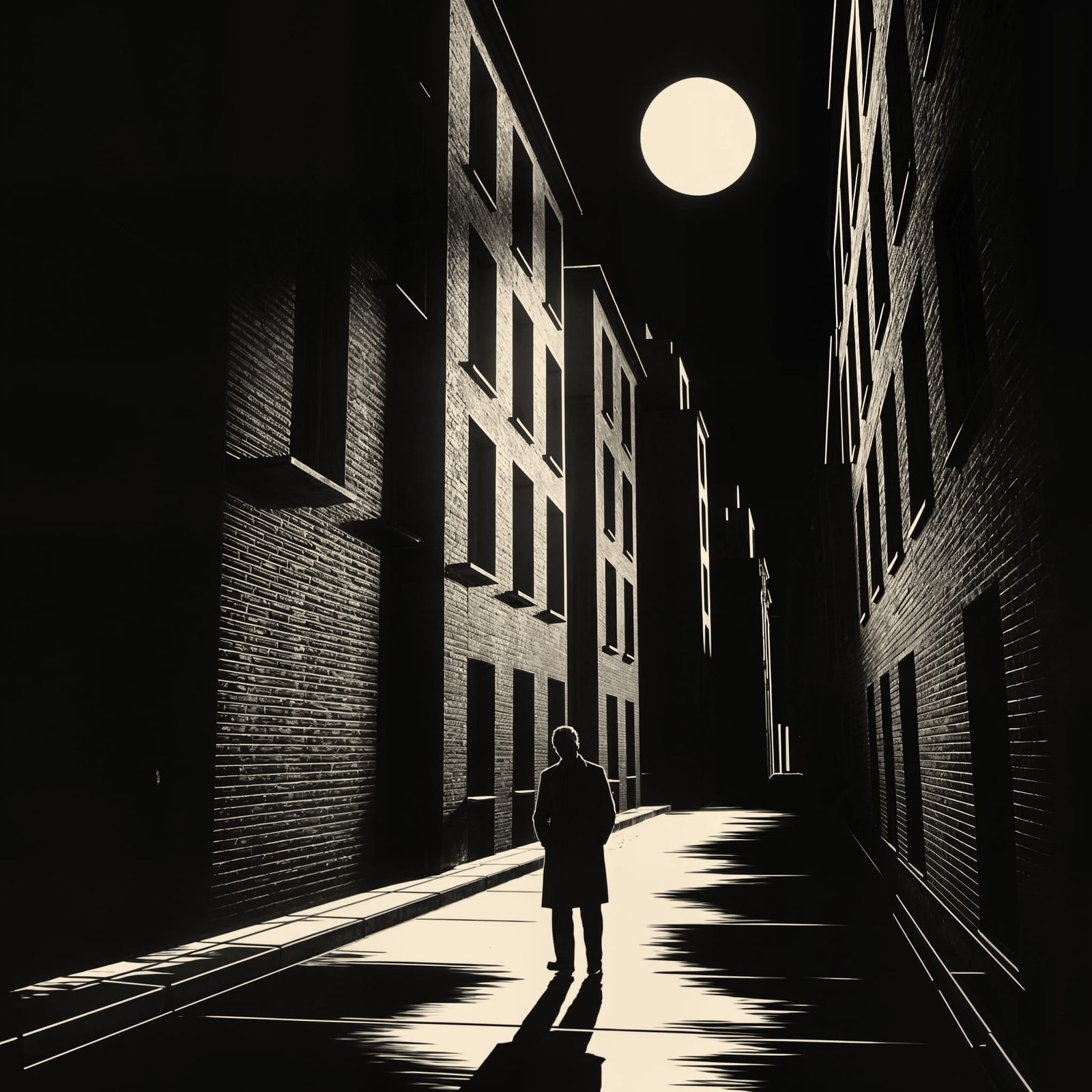 Mysterious Figure in Film Noir Alleyway