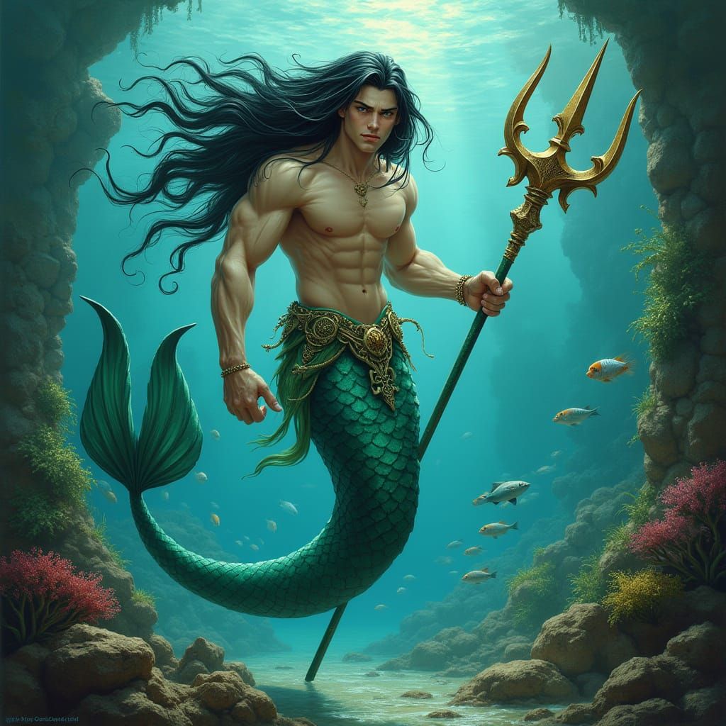 Merman Emerges from Sunken City Depths
