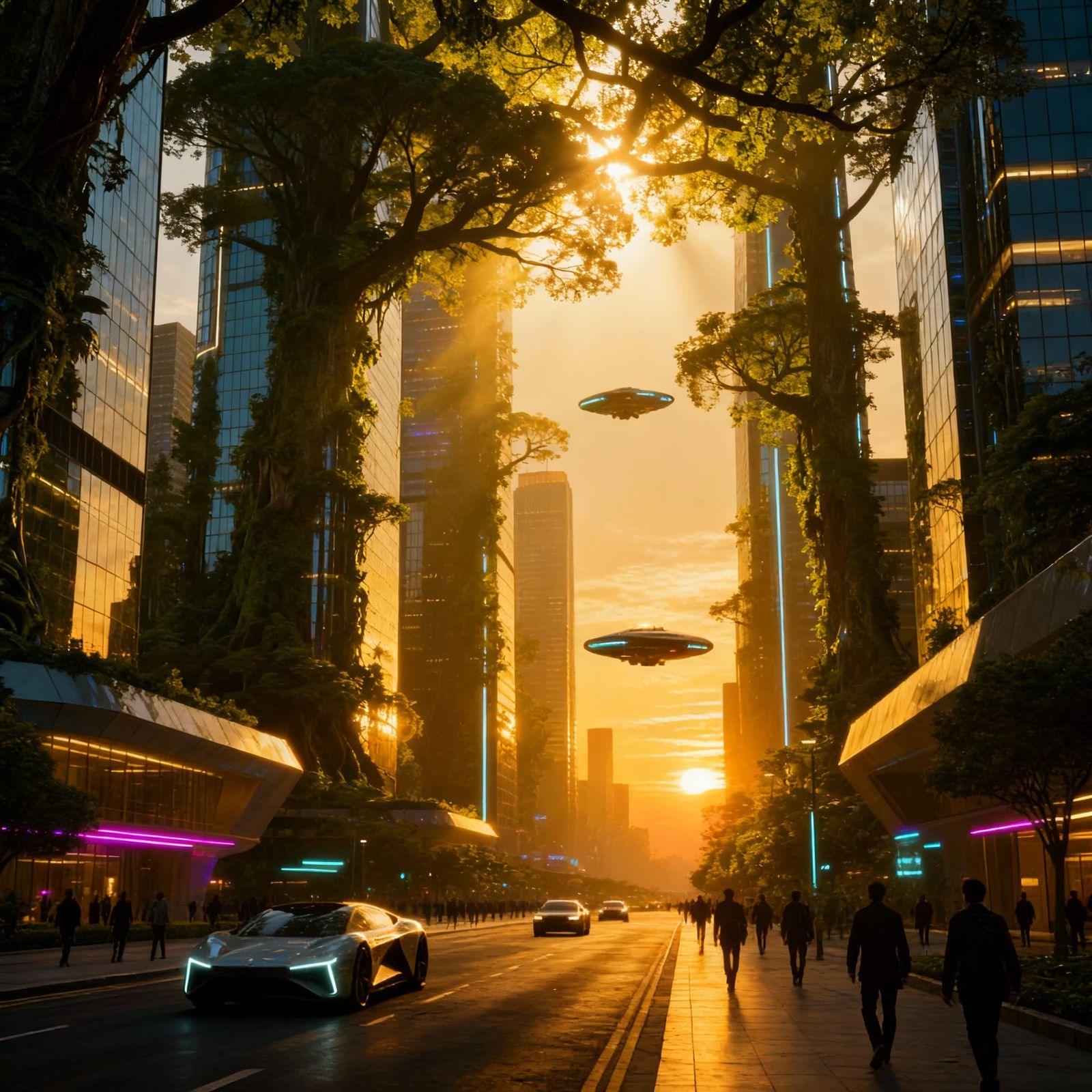 Futuristic Nature Reclaims City Skyline